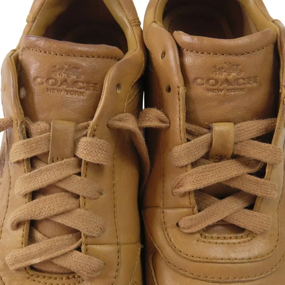 COACH Raeann Fashion Sneakers in Ginger Tan Leather Size 7.5